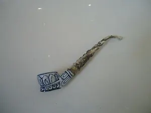 Vintage Style Bowl Smoking Pipe Blue & White Ceramic Porcelain Clay Collectable