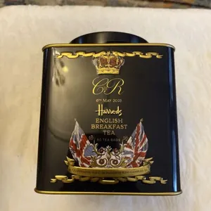 Harrods  Coronation Breakfast Tea King Charles III Tea Caddy  English 50 Bags