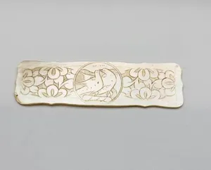 Antique Chinese Mother Of Pearl Gaming Counter Token 56mm x 12mm Doves