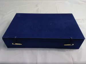 Vintage Oriental Bone Chess Set  -Red/ White Birds - Red/black Board - Blue Case