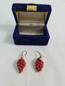 Victorian 22ct Gold Coral Grape Earrings