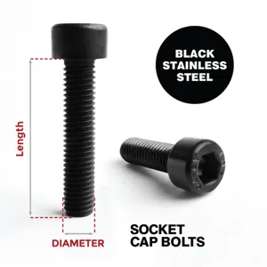 50x M5 14mm CAP BOLT ALLEN SCREW A2 BLACK STAINLESS STEEL SOCKET CAP HEX DRIVE
