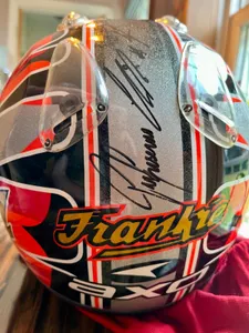 ORIGINAL RACE FRANKIE CHILLI WSBK HELMET (NOT REPLICA), SIGNED, CUSTOM PAINTED