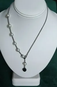 Sterling Silver Pearl And Onyx Necklace