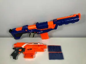 Nerf Delta Trooper Rifle & Motorised Stryfe Blaster + 20 Brand New Darts - VGC