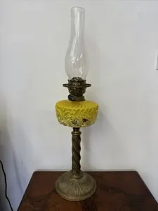 Victorian Oil Lamp - Brass Column - Gorgeous