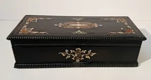 Napoleon III ebonised rosewood marquetry glove box with key #ListingsInLights