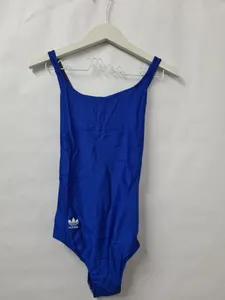 Vintage 1980s Adidas Royal Blue Swimsuit Size 14 - Shiny Lycra/Spandex