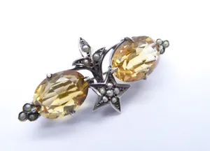 Victorian Silver Citrine Brooch