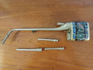 Small Antique Smoking Pipe Hookah pipe, Inlay enamelled body, excellent