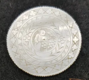 Antique Mother of Pearl Non-Amorial GAMING Chip, Chinese.