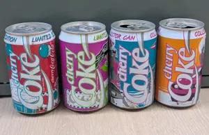 4 Vintage Set UK 1990 1991 Cherry Coke Coca Cola Collector Limited Edition Cans