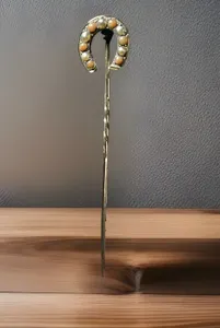 Antique Pearl Coral Horseshoe Gold Tone Pin Brooch Pre-Owned