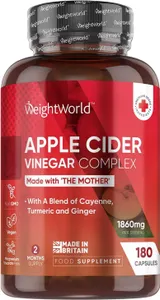 WeightWorld Apple Cider Vinegar Complex 180 Vegan Capsules Turmeric Ginger NEW