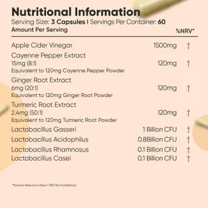 WeightWorld Apple Cider Vinegar Complex 180 Vegan Capsules Turmeric Ginger NEW