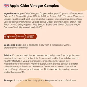 WeightWorld Apple Cider Vinegar Complex 180 Vegan Capsules Turmeric Ginger NEW