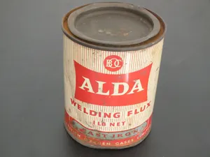 VINTAGE BOC ALDA WELDING FLUX CAST IRON 1 LB TIN With Contents Used