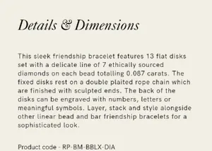 Monica Vinader Rose Gold .087ct Diamond Friendship Bracelet New w/ Imperfect