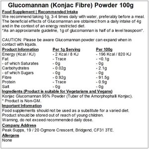 Peak Supps Glucomannan (Konjac Fibre) Powder 1Kg - Vegan Friendly