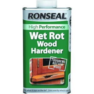 Ronseal Wet Rot Wood Hardener 500ml for Decayed and Rotten Timber Repair