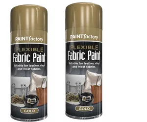 2X New Gold Fabric Leather Vinyl Flexible Textile Spray Paint Dye 200ml