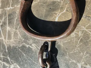 Vintage British Police Handcuffs with Key - Old Antique Metal Cuffs Used