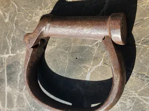 Vintage British Police Handcuffs with Key - Old Antique Metal Cuffs Used