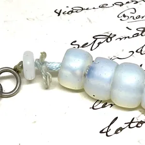 ANTIQUE Vaseline GLASS NECKLACE LARGE BEADS Dutch Moon Beads Opal Opalescent OLD