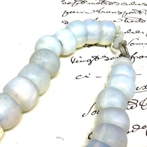 ANTIQUE Vaseline GLASS NECKLACE LARGE BEADS Dutch Moon Beads Opal Opalescent OLD
