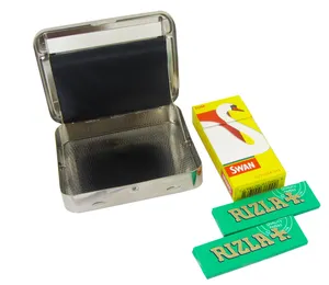 New Metal Auto Rolling Machine Tin + Rizla Papers Swan Slim Filters