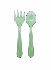 Rare Art Deco Green Uranium Glass Salad Server Set - Vintage, Used