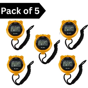 5x Yellow Digital Handheld Sports Stopwatch Timer Alarm Counter New