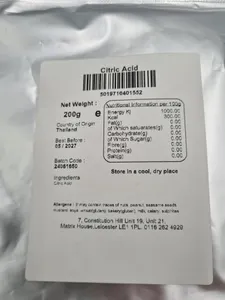 Citric Acid 200g Monohydrated E330 Food Grade Premium Quality New