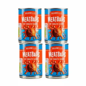 4x BRAMWELLS Tinned Meatballs in Tomato Sauce High Protein Ready Meal NEW