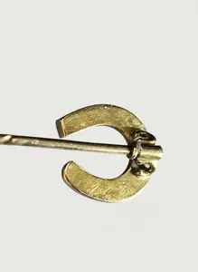 Antique Pearl Coral Horseshoe Gold Tone Pin Brooch Pre-Owned