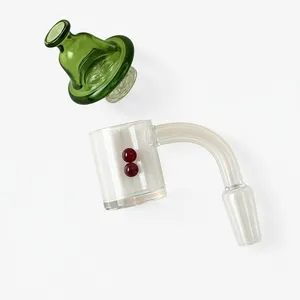 UKSmoke 14mm Male Quartz Banger Kit w/ Carb Cap & Red Terp Pearls - New