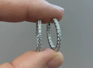 2.64 Carat Simulated Diamond Round Cut Hoop Earrings 925 Platinum Plated