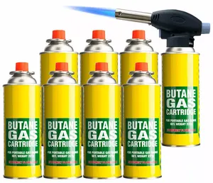 Butane Blow Torch Auto Ignition Flame Burner Weed BBQ & 8 Gas Canisters