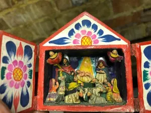 Nicario Jimenez Peruvian Retablo Folk Art Diorama Nativity Scene